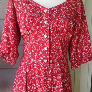 Studio West Dresses - Vintage red Floral Rayon Midi tea length dress Studio West Dresses - Vintage red Floral Rayon Midi tea length dress